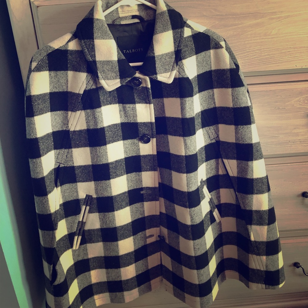 Talbots buffalo check cape